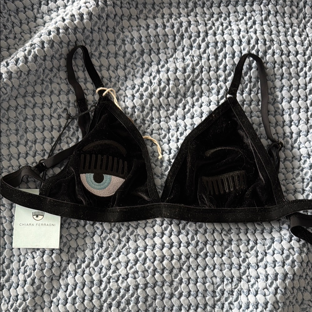 Chiara Ferragni Black Triangle Bra with Adjustable Straps